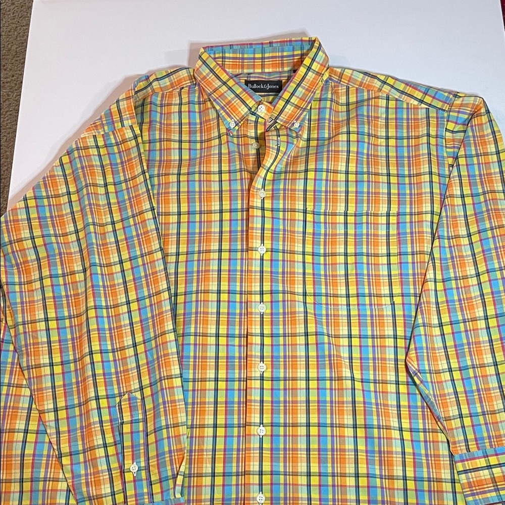 Bullock & Jones Men’s XXL Madras Plaid Button Down Shirt Made in USA